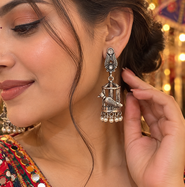 Intricate Birdcage Dangle Earrings