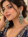 Elegant Drop Earrings with Blue Aquarium Stones