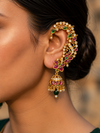 Intricate Gold-Tone Earcuff with Multicolor Stones
