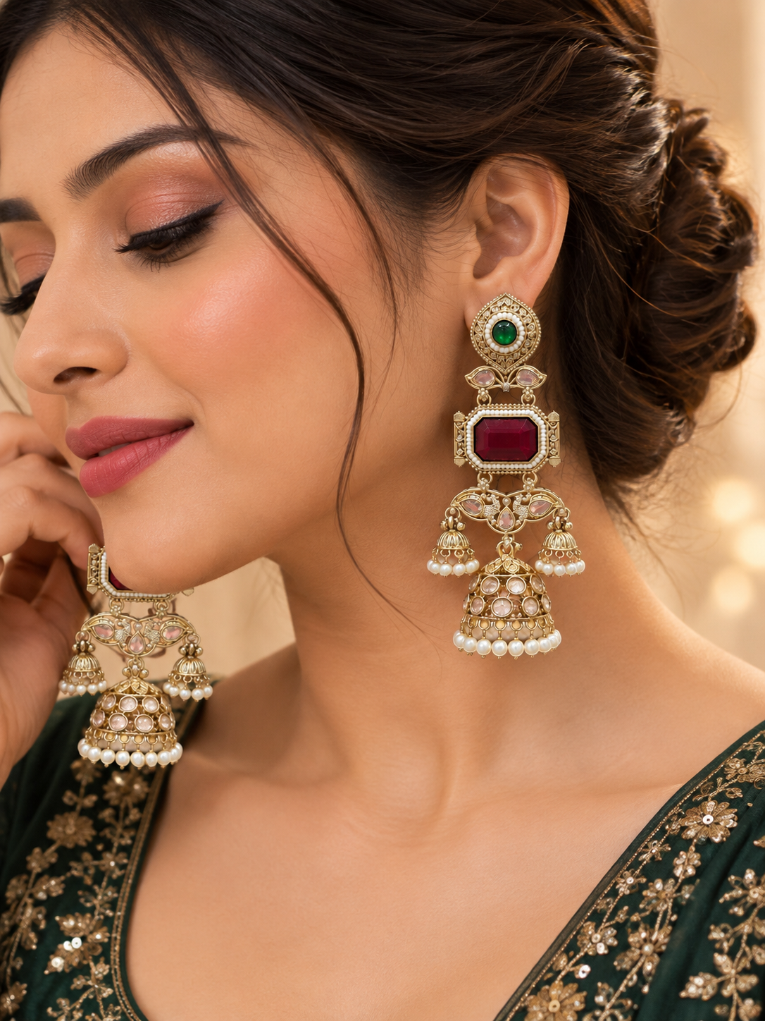 Traditional Multi-Colored Statement Earrings