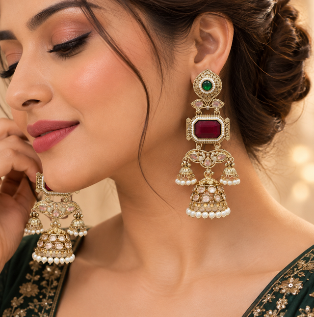 Traditional Multi-Colored Statement Earrings