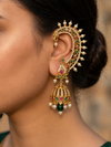 Traditional Indian Jhumka Earrings with Pearls and Colored Stones