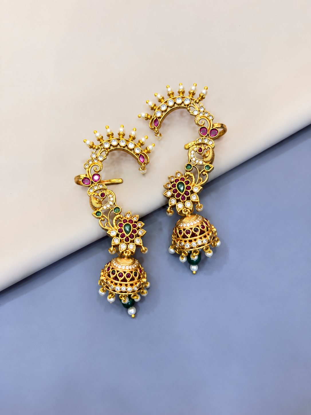 Traditional Gold-Tone Earcuff with Jhumka Design