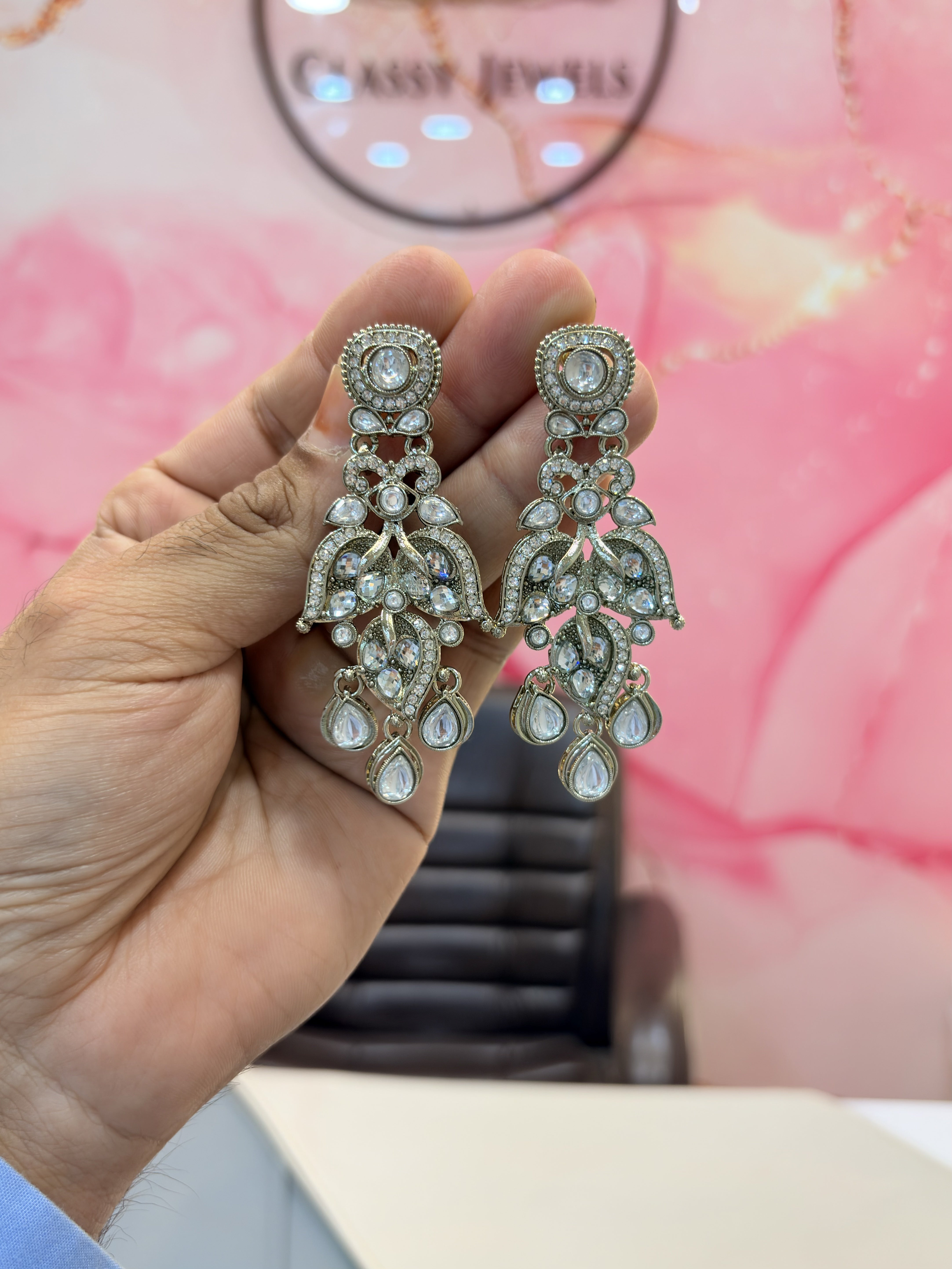 Elegant Drop Earrings with Blue Aquarium Stones