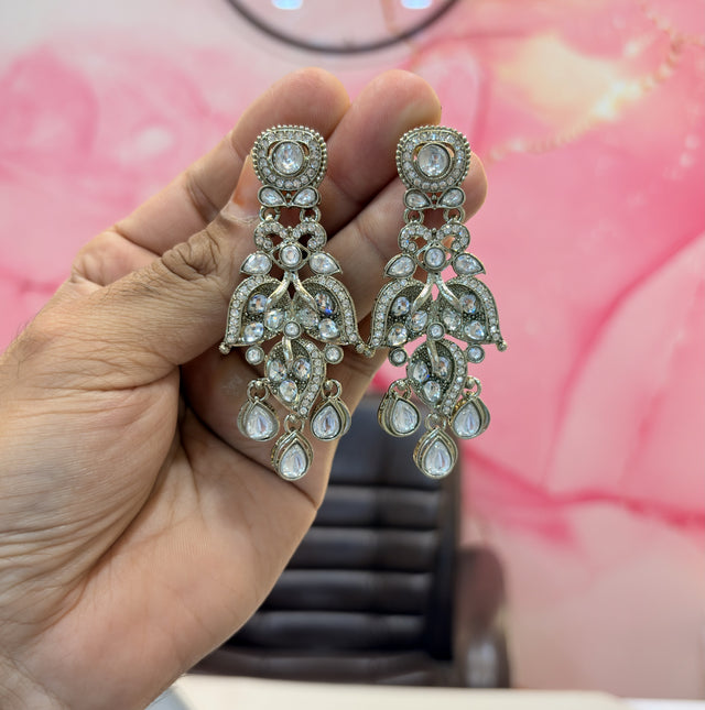 Elegant Drop Earrings with Blue Aquarium Stones