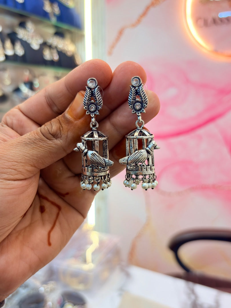 Intricate Birdcage Dangle Earrings