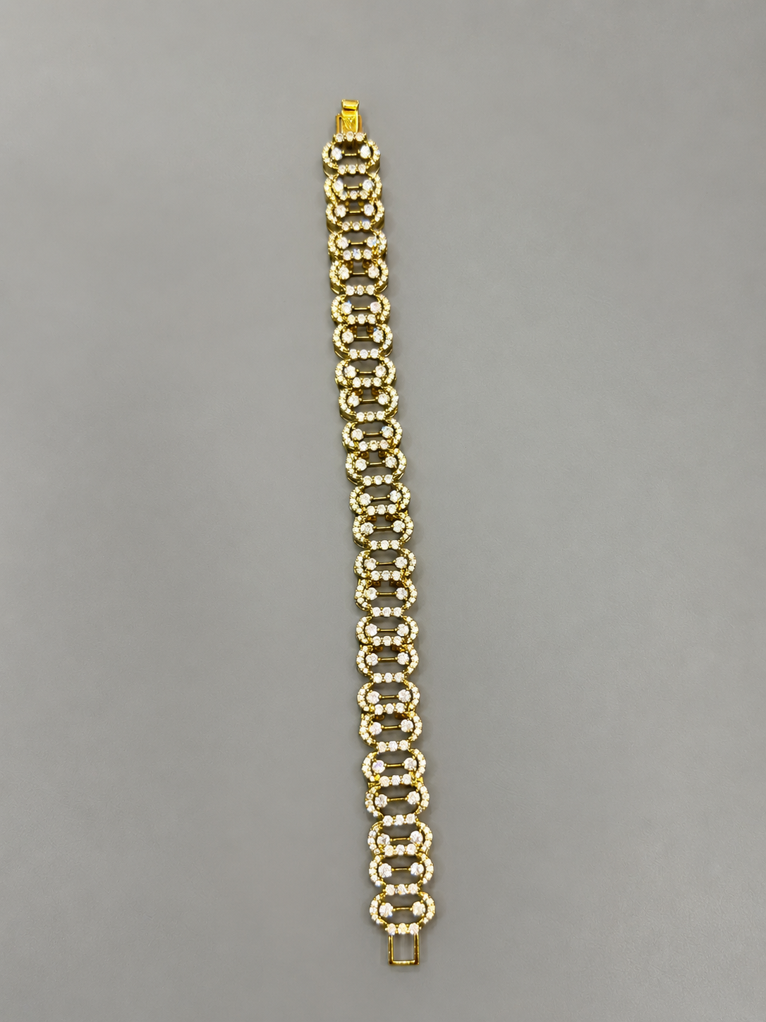 Elegant Gold-Tone Crystal Link Bracelet