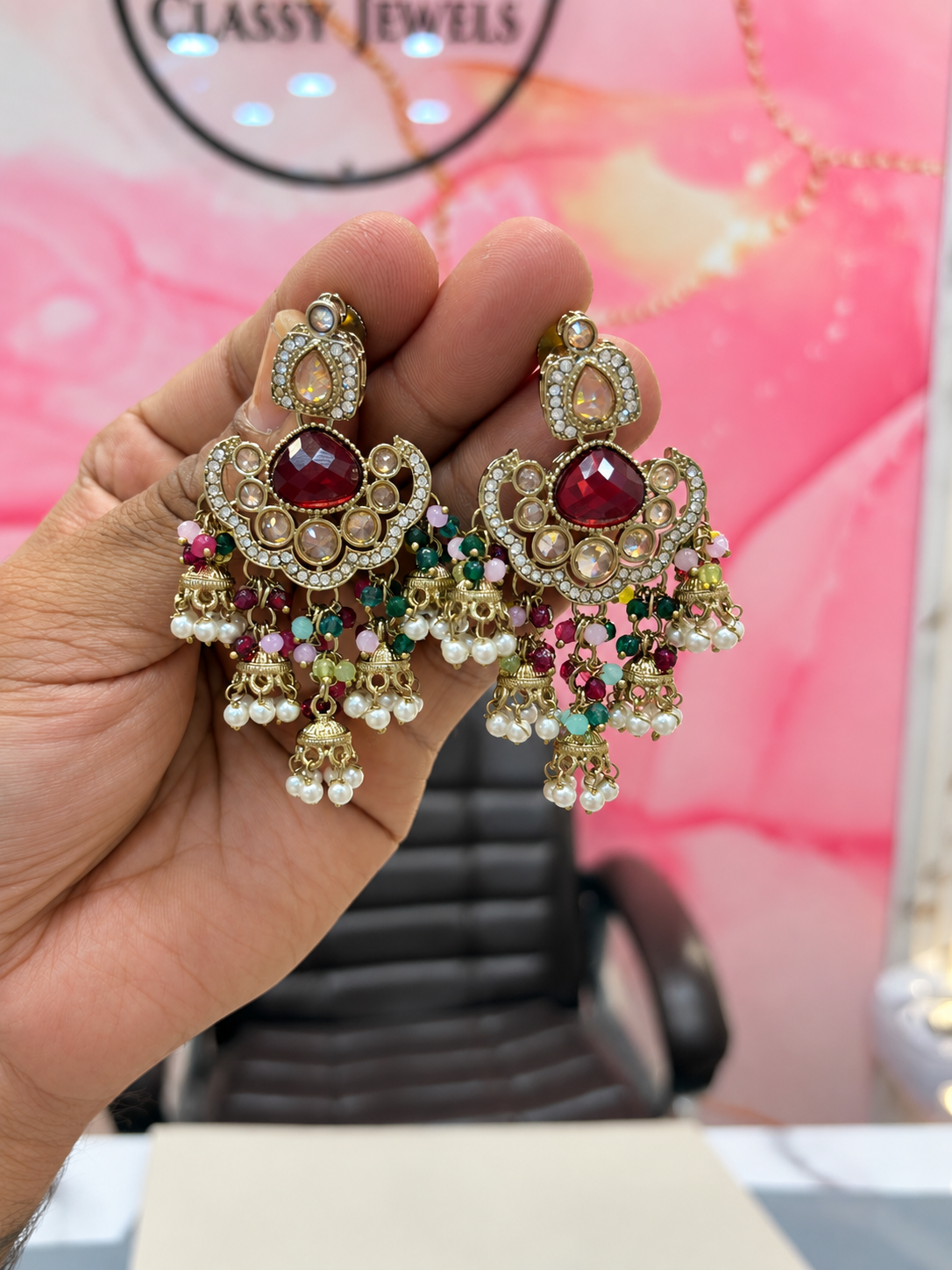 Traditional Multi-Colored Statement Earrings