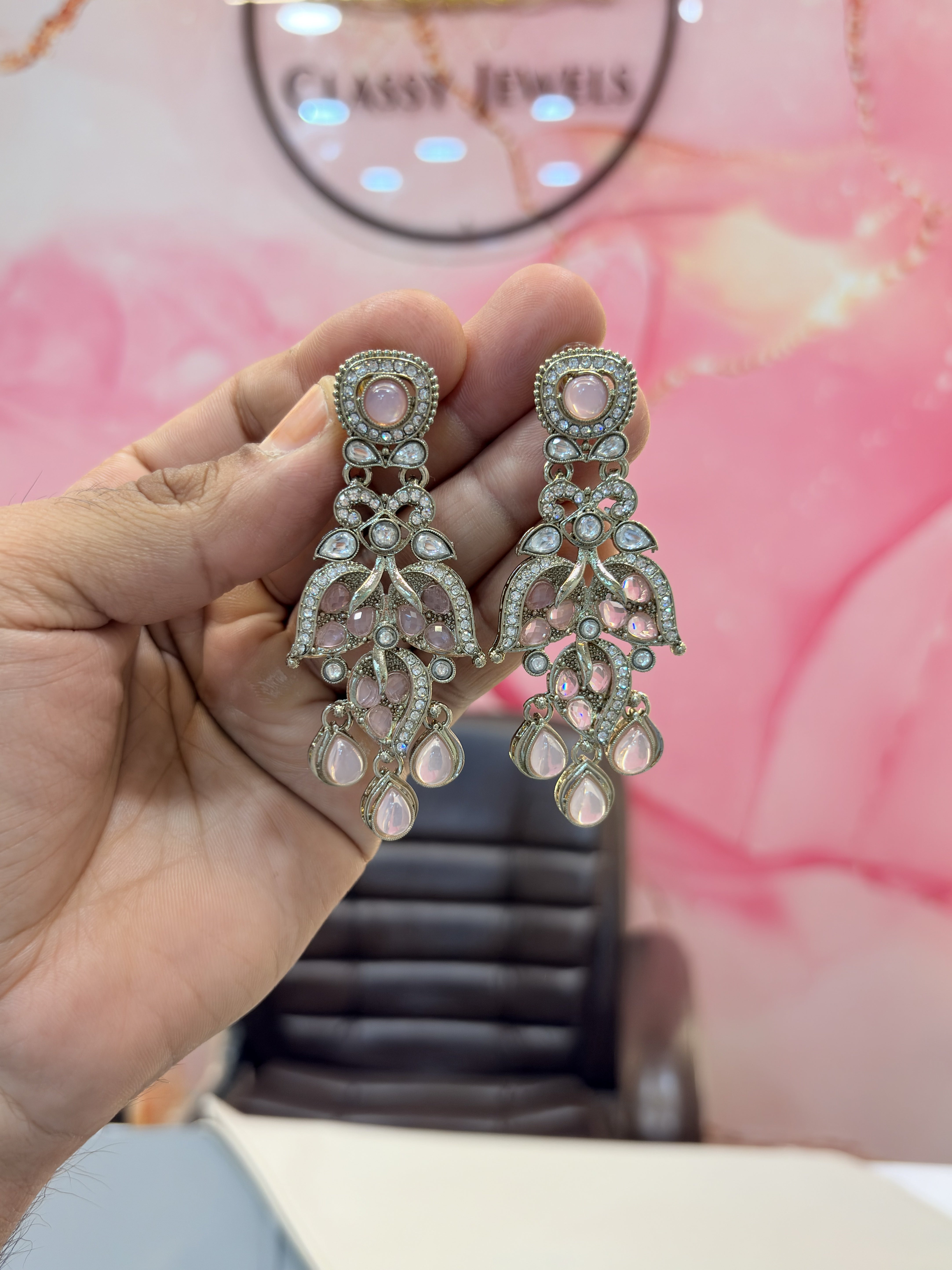 Elegant Drop Earrings with Blue Aquarium Stones