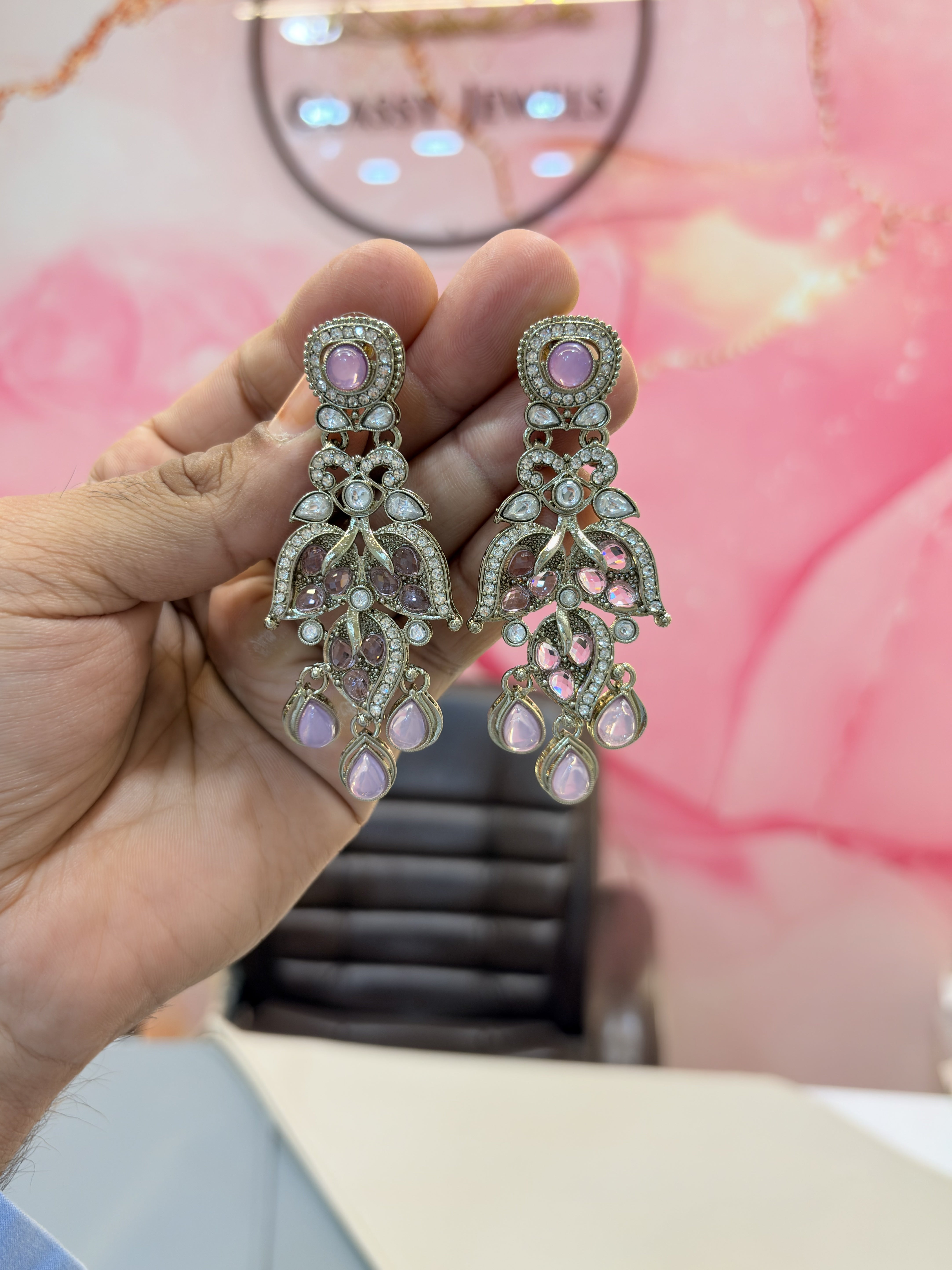 Elegant Drop Earrings with Blue Aquarium Stones