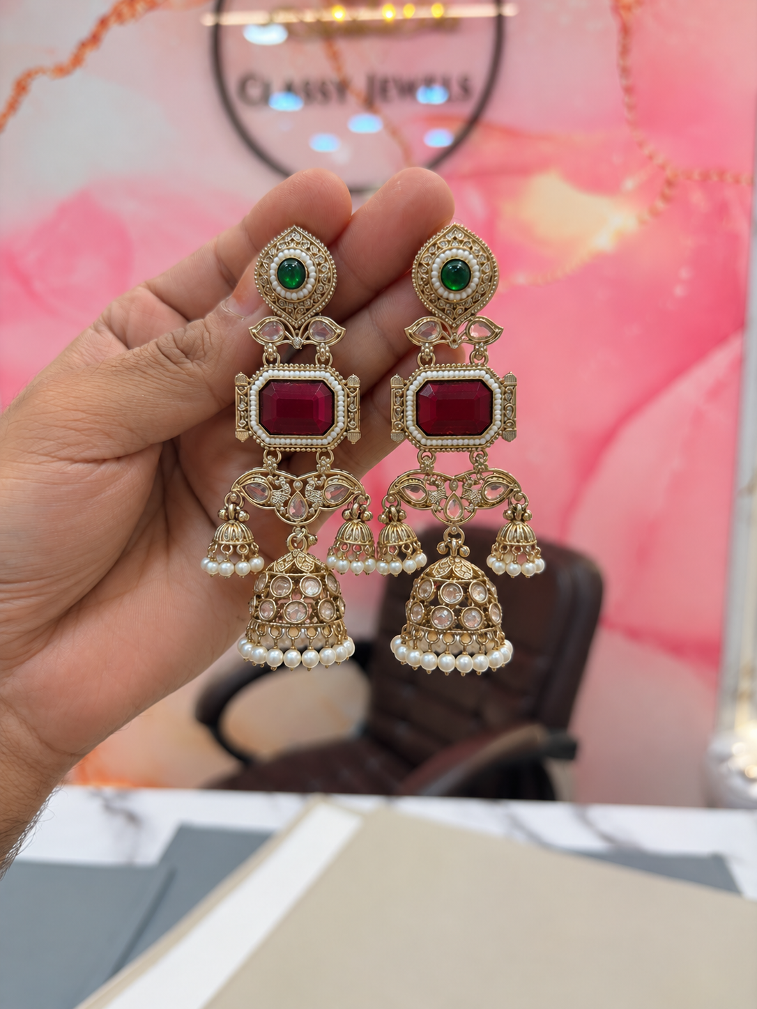 Traditional Multi-Colored Statement Earrings