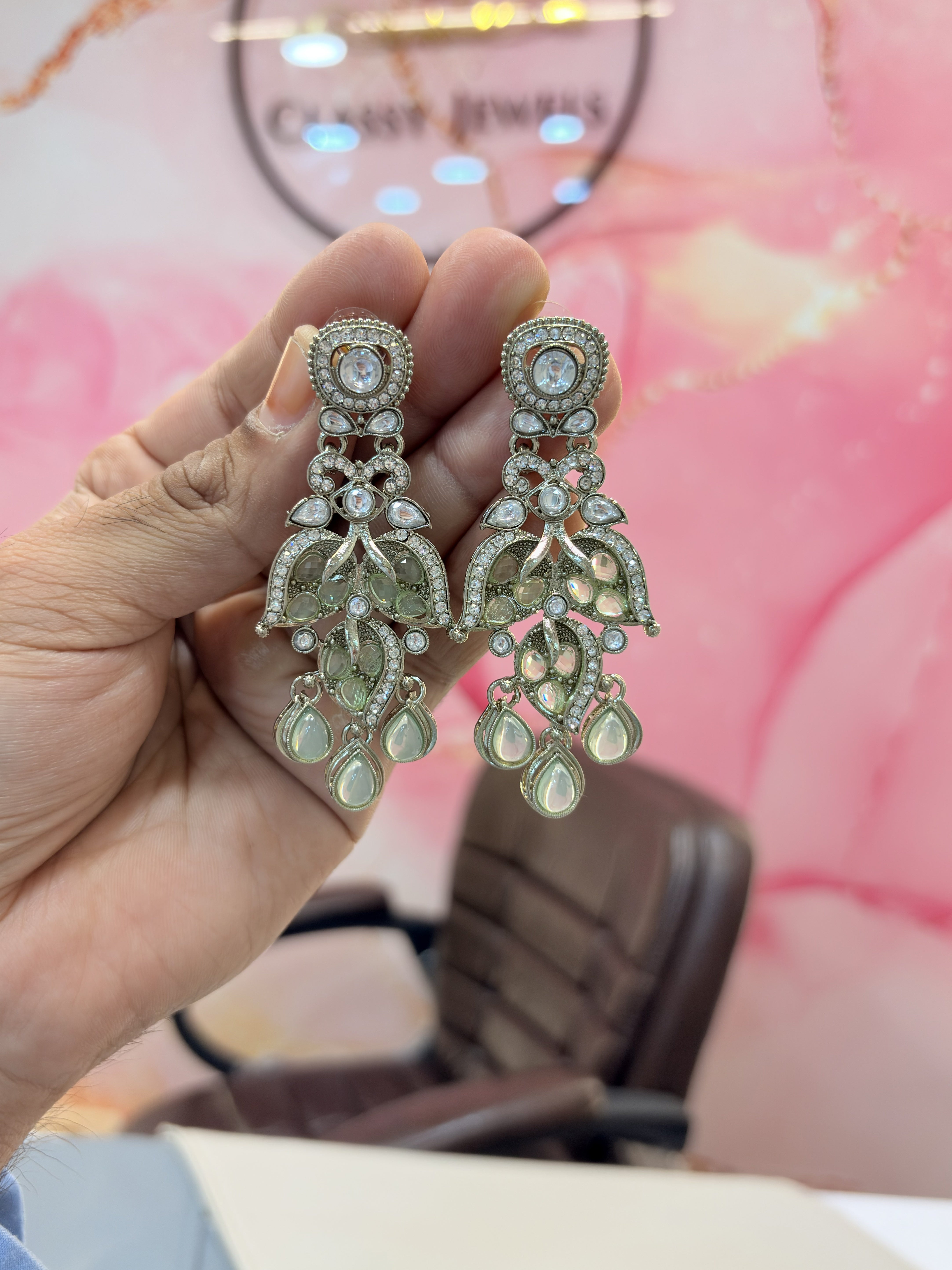 Elegant Drop Earrings with Blue Aquarium Stones