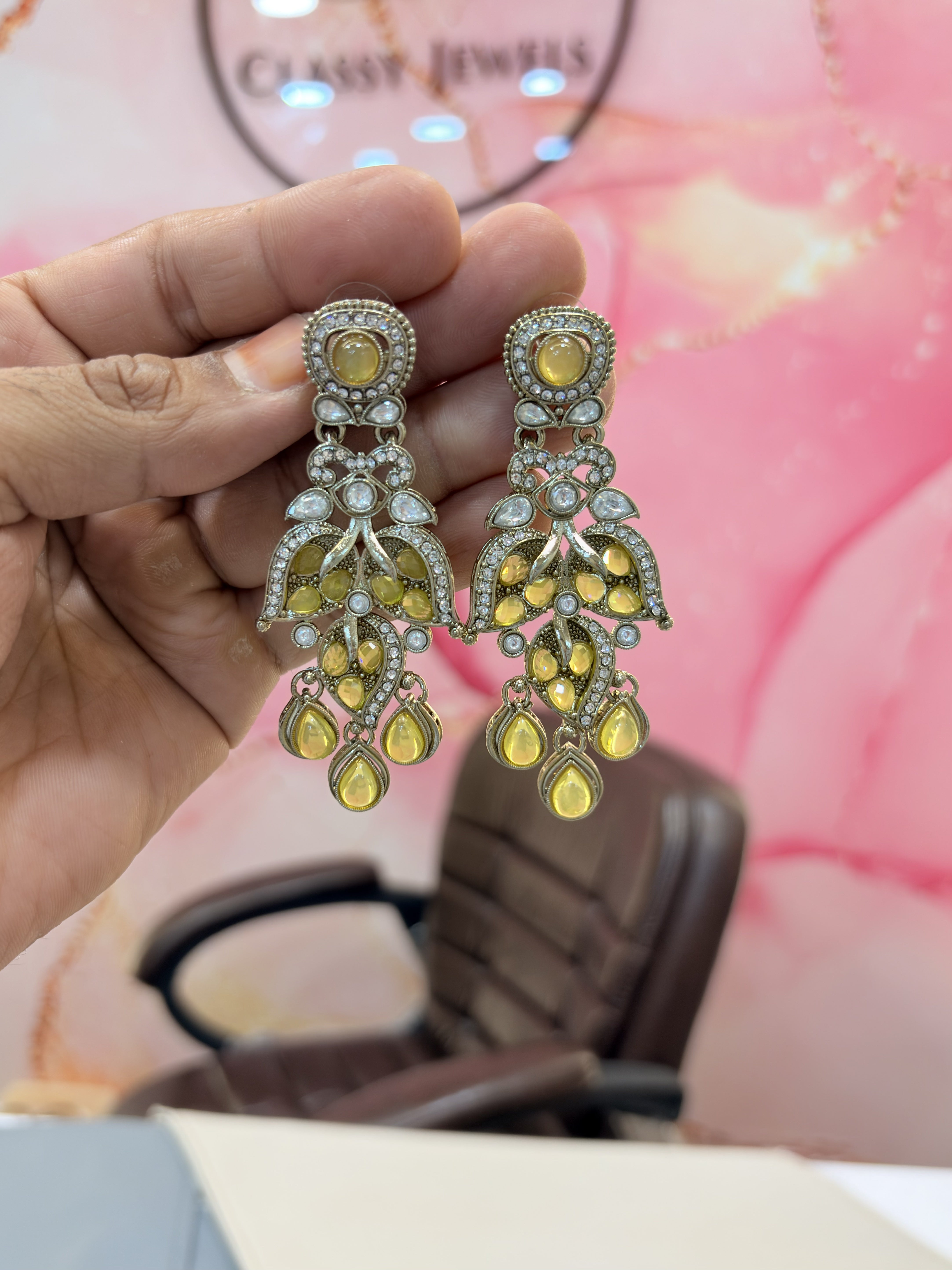 Elegant Drop Earrings with Blue Aquarium Stones