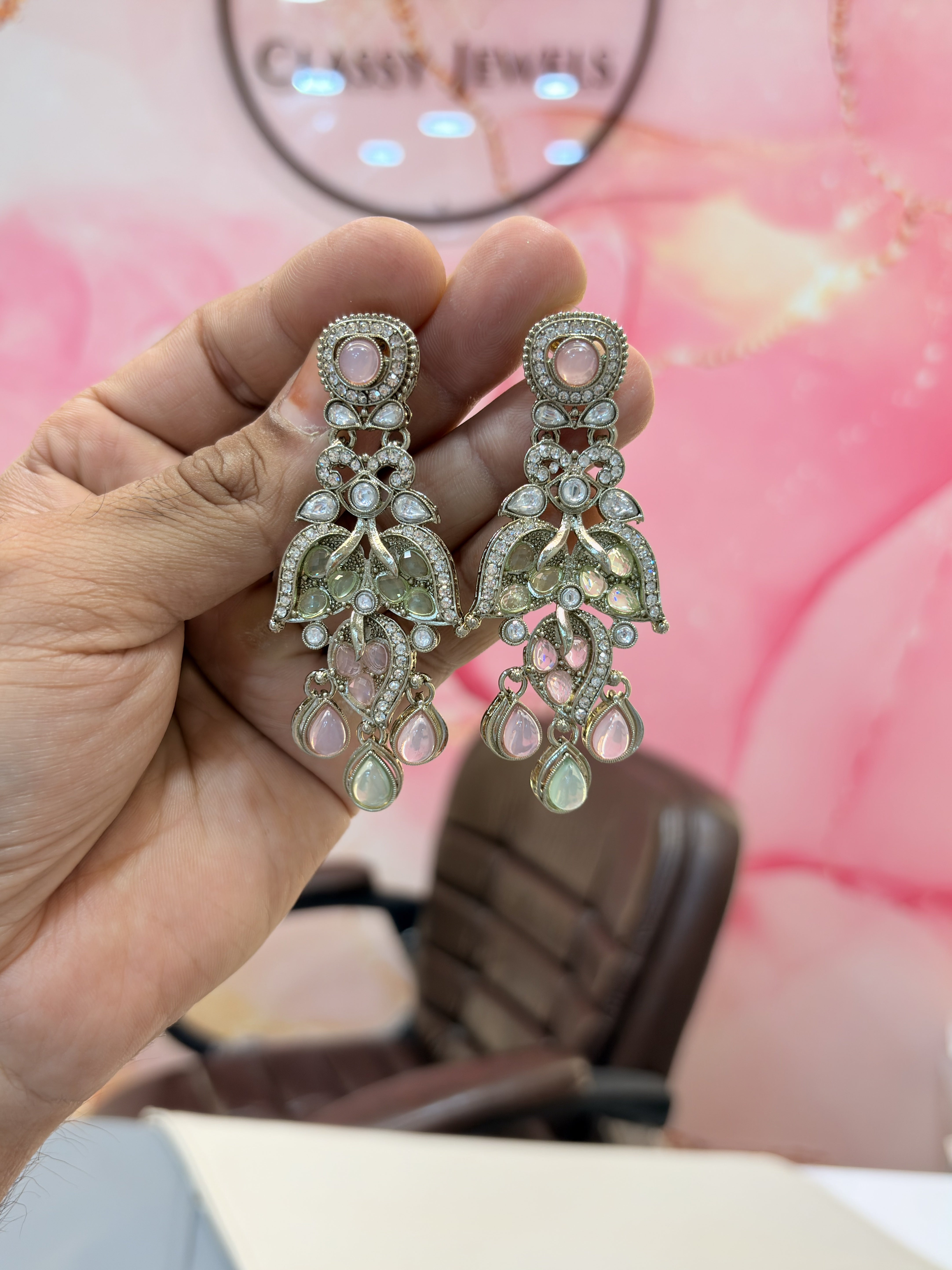 Elegant Drop Earrings with Blue Aquarium Stones