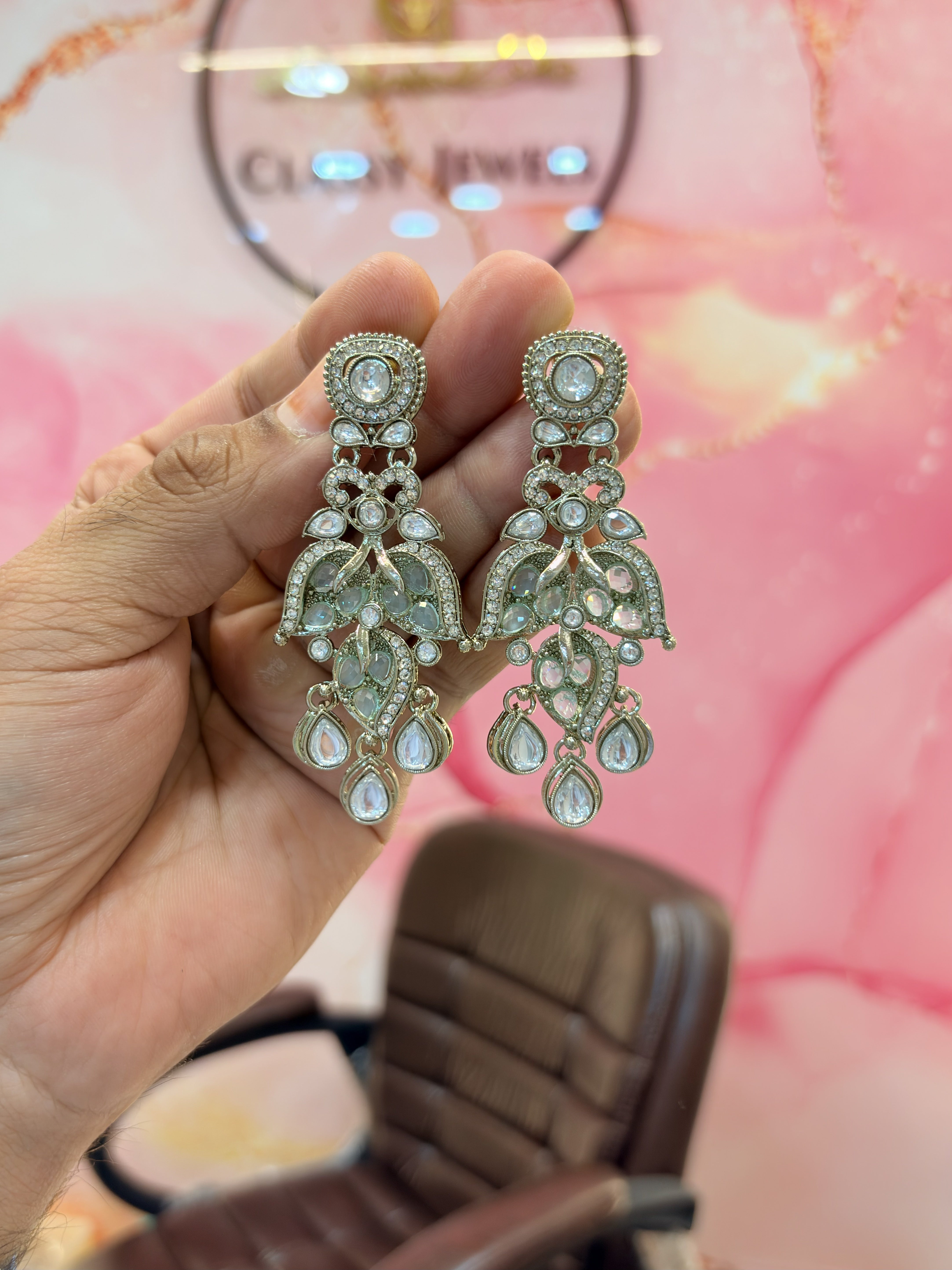 Elegant Drop Earrings with Blue Aquarium Stones