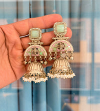 Bronze kundan jhumka earrings image 3