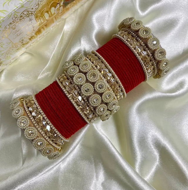Polki pearl wedding bangle set image 0