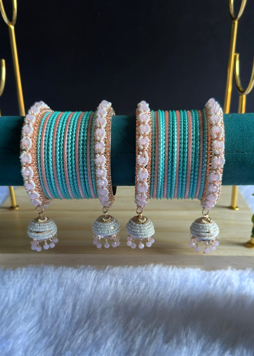 Bell jhumka bangles - pink, 2-6 image