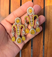Kundan earrings - Yellow image