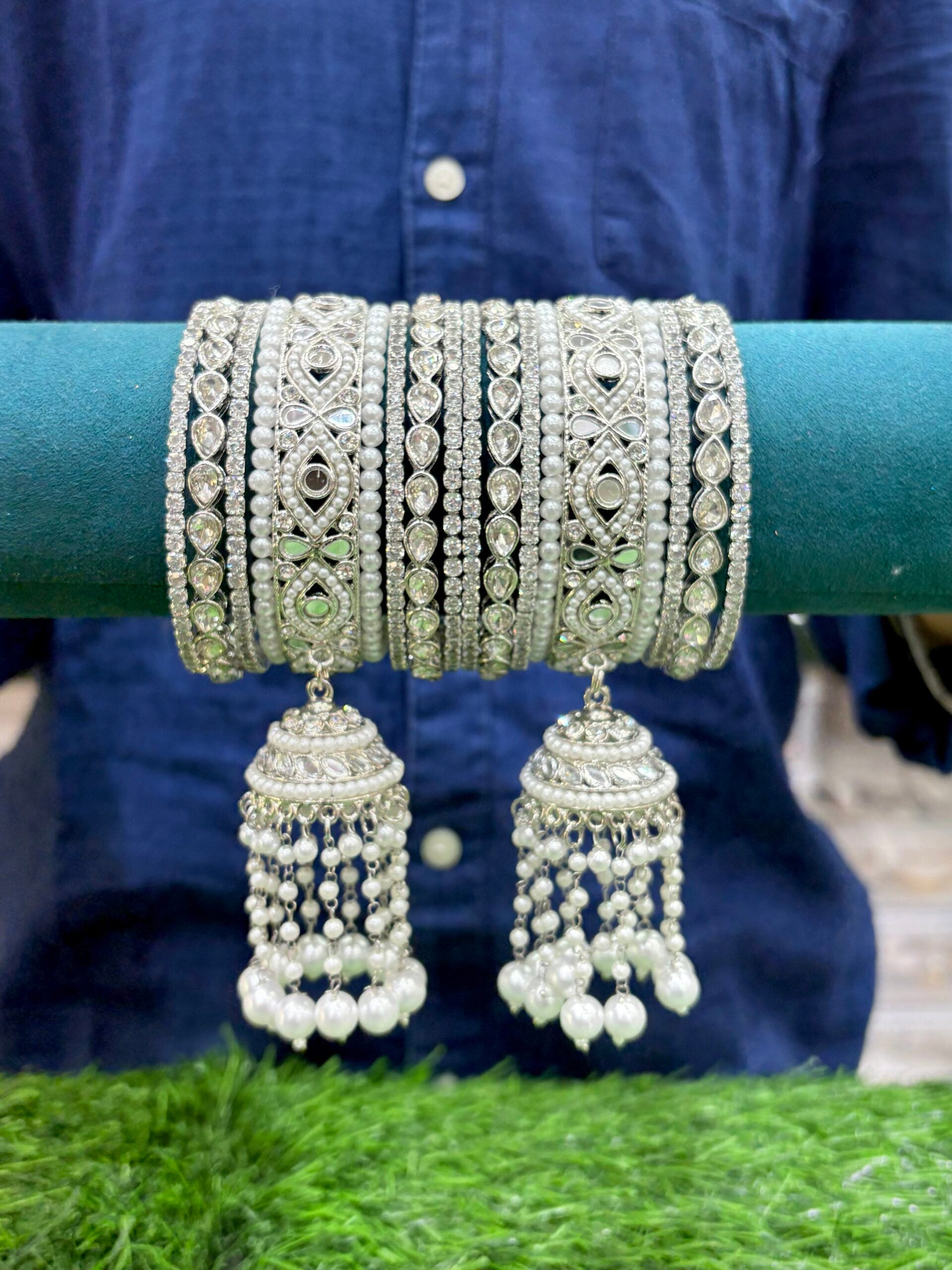 Charm hanging bangle set - 2-8, Silver image
