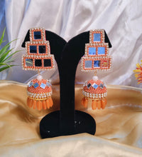 Beaded Jhumka earrings - Orange image