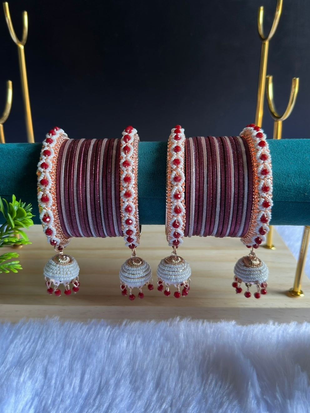 Bell jhumka bangles - Mehroon, 2-10 image