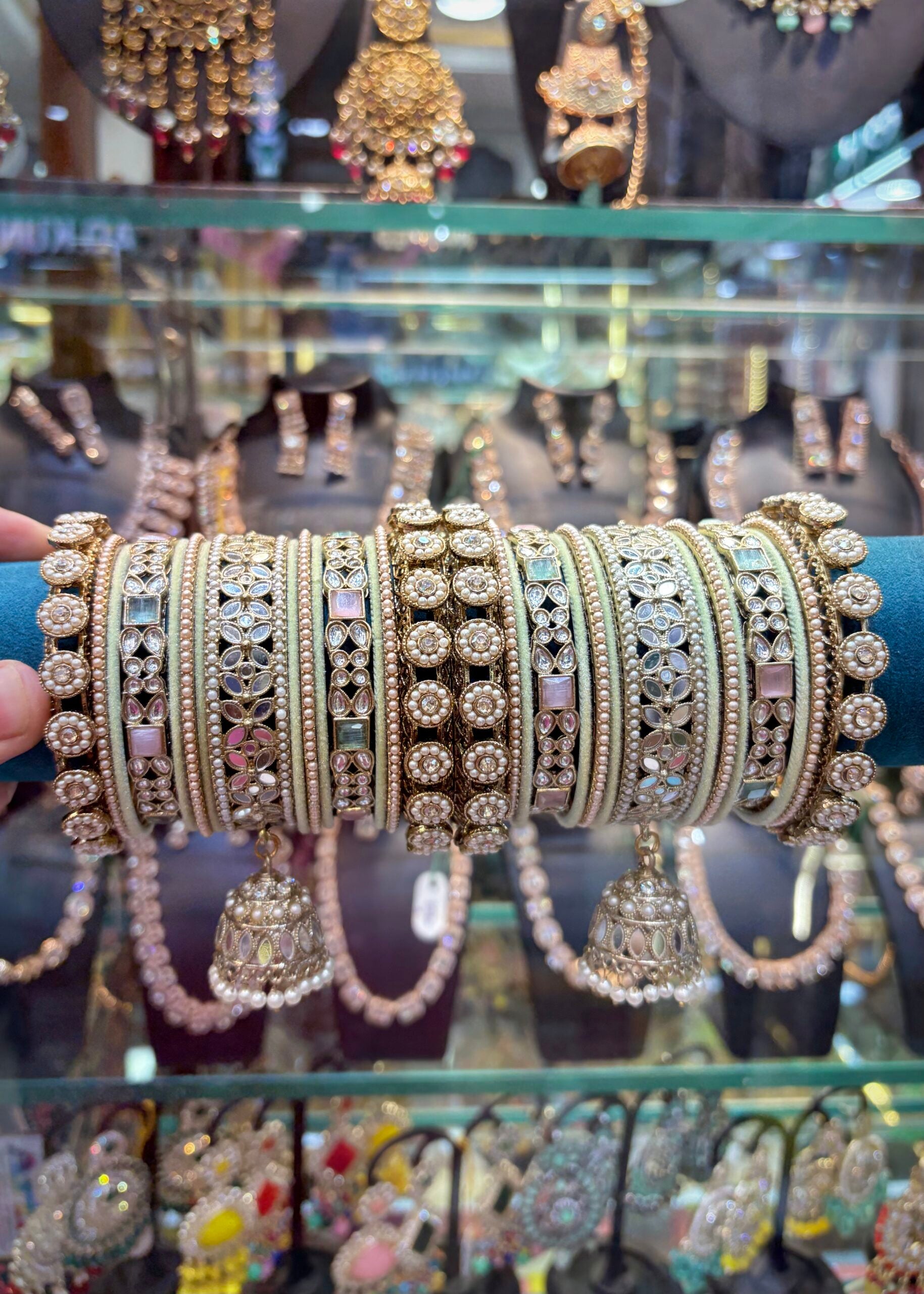 Antique pestal bangle set - 2-6, Mint green image
