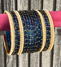 Navy blue Raindrop Glass Bangle Set for 2 Hands image 1