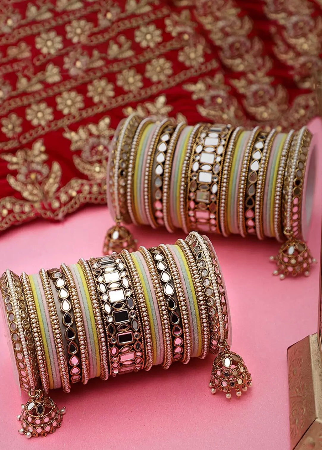 Polki jhumka bangle set image 0