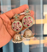 Meenakari jhumka earrings image 2