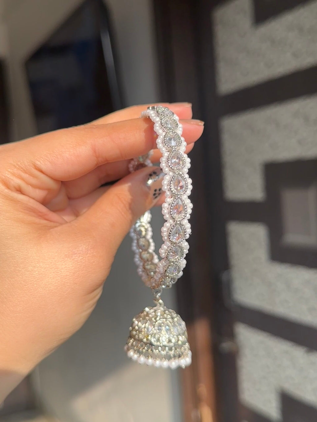 Polki silver jhumka bangles image 2