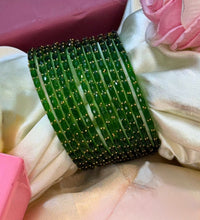 Green RainDrop Pure Glass Bangles Set of 12 image 0