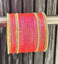 Gazri pink Raindrop Glass Bangle Set for 2 Hands image 1