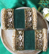 Gajra kundan bangle set - 2-10, green image