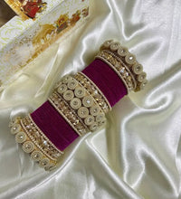 Polki pearl wedding bangle set - Magenta, 2-8 image