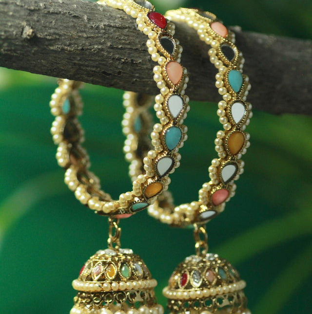 Classy antique multi jhumka bangle image 0