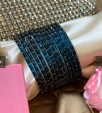Navy blue RainDrop Pure Glass Bangles Set of 12 image 0
