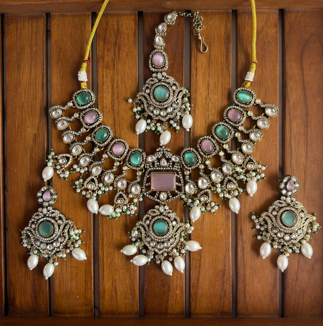 DILKASH NECKLACE-MINT PINK image 0