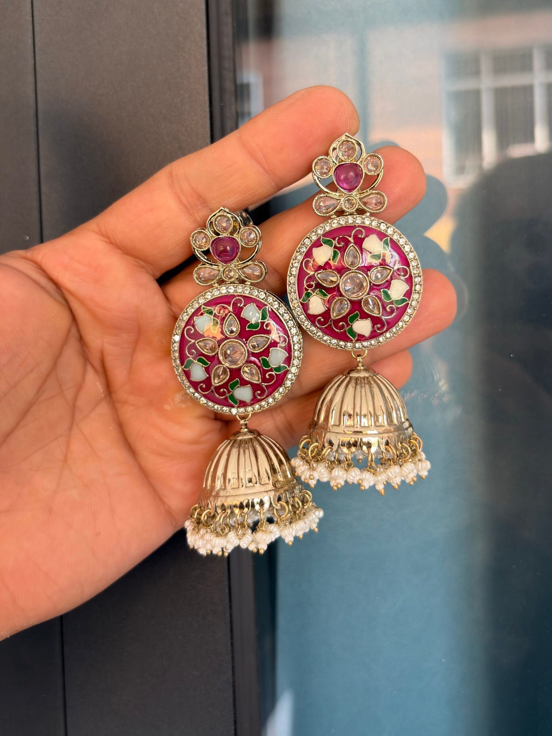Meenakari jhumka earrings image 1