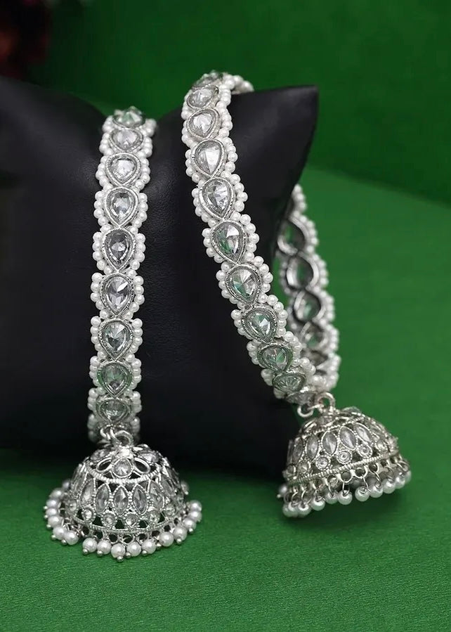 Polki silver jhumka bangles image 1