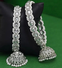 Polki silver jhumka bangles image 1