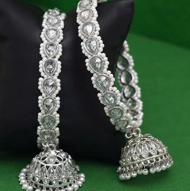 Polki silver jhumka bangles image 0