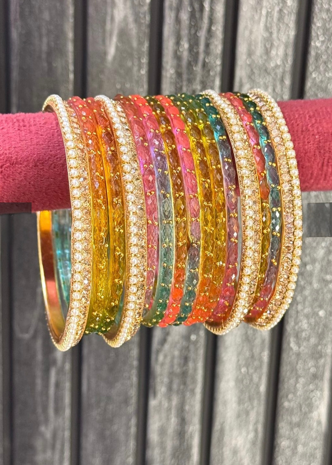 Pestal multi Raindrop Glass Bangle Set for 2 Hands image 0