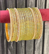 Olive Raindrop Glass Bangle Set for 2 Hands image 1