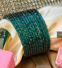 Teal blue RainDrop Pure Glass Bangles Set of 12 image 0