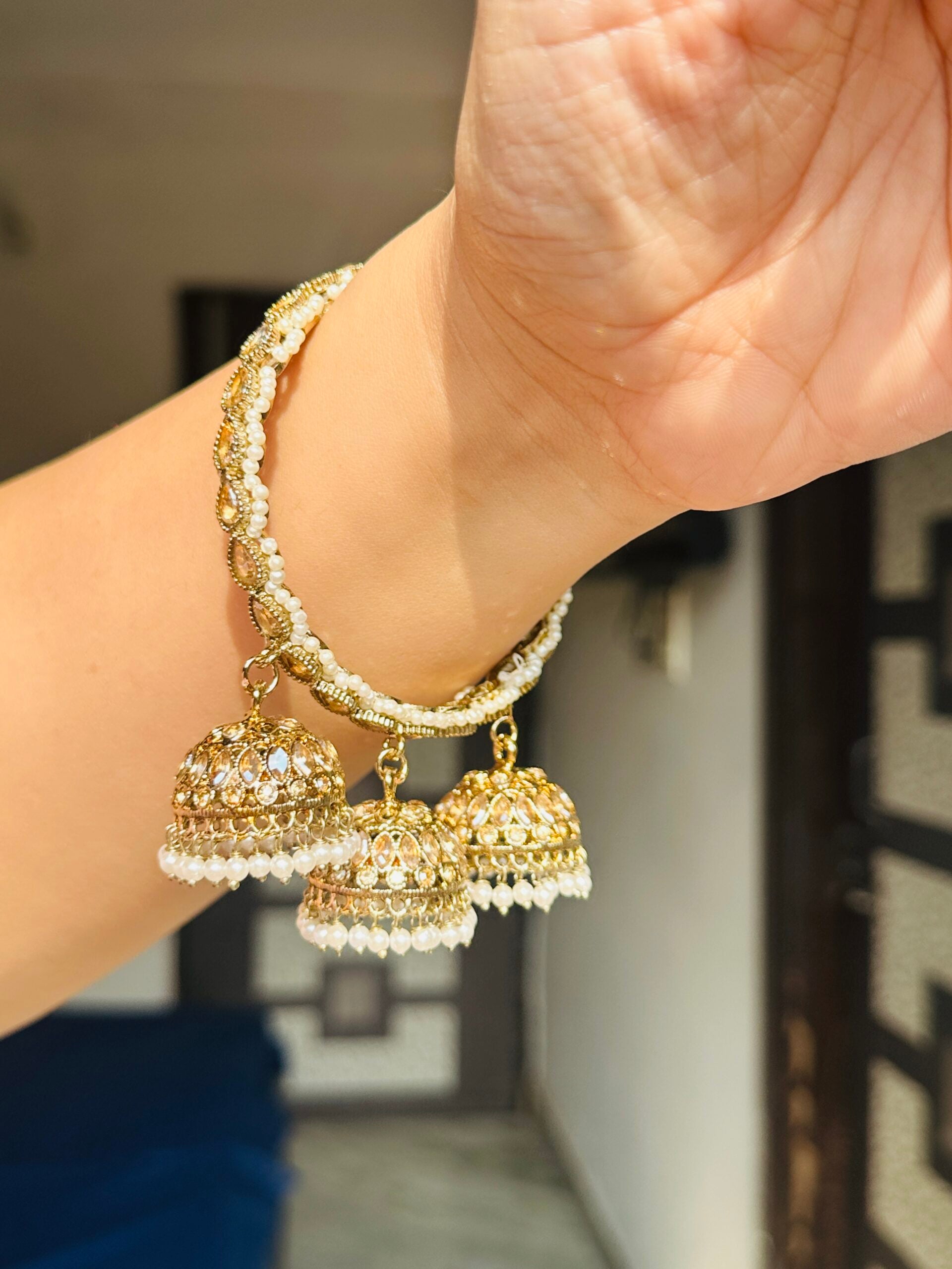 Tripple jhumka antique bangles(pair) image 1