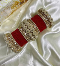 Polki pearl wedding bangle set - Red, 2-4 image