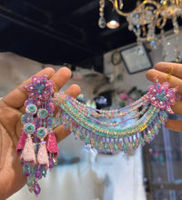 Crystal beaded earrings - Purple image