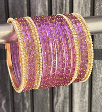 Onion pink Raindrop Glass Bangle Set for 2 Hands image 0