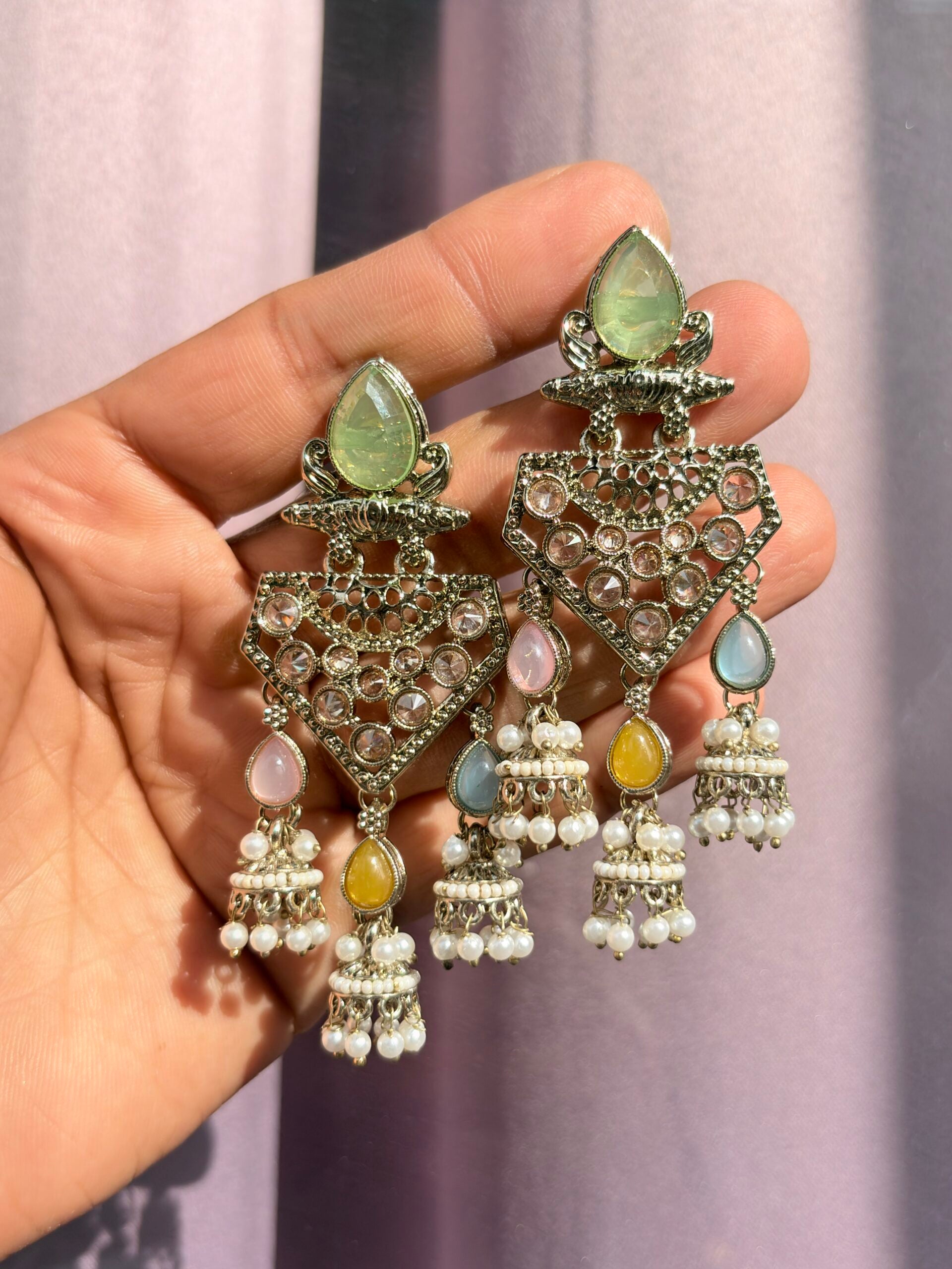 Polki mint earrings image 0